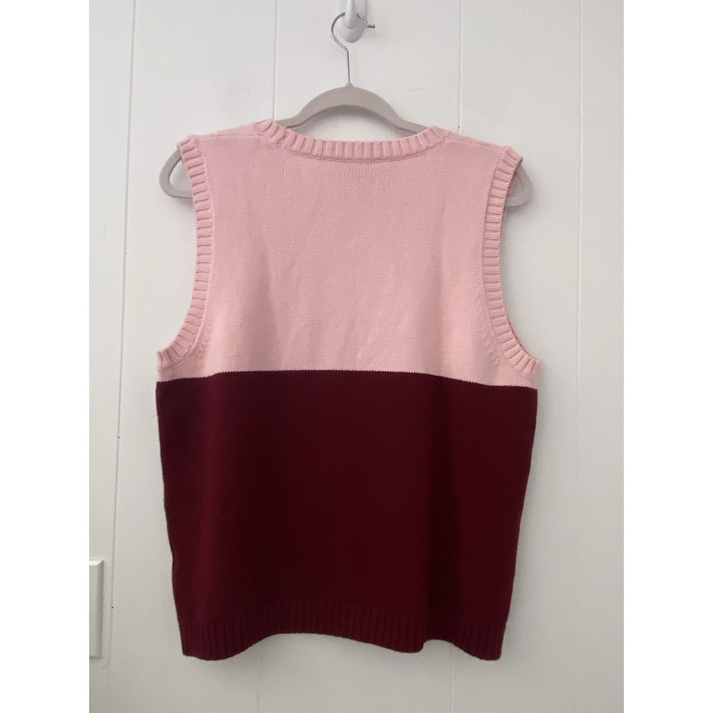 Kate Spade New York Lips Sweater Vest Rhubarb Jam Multi Pink Red Size XXL NWT - Picture 2 of 6